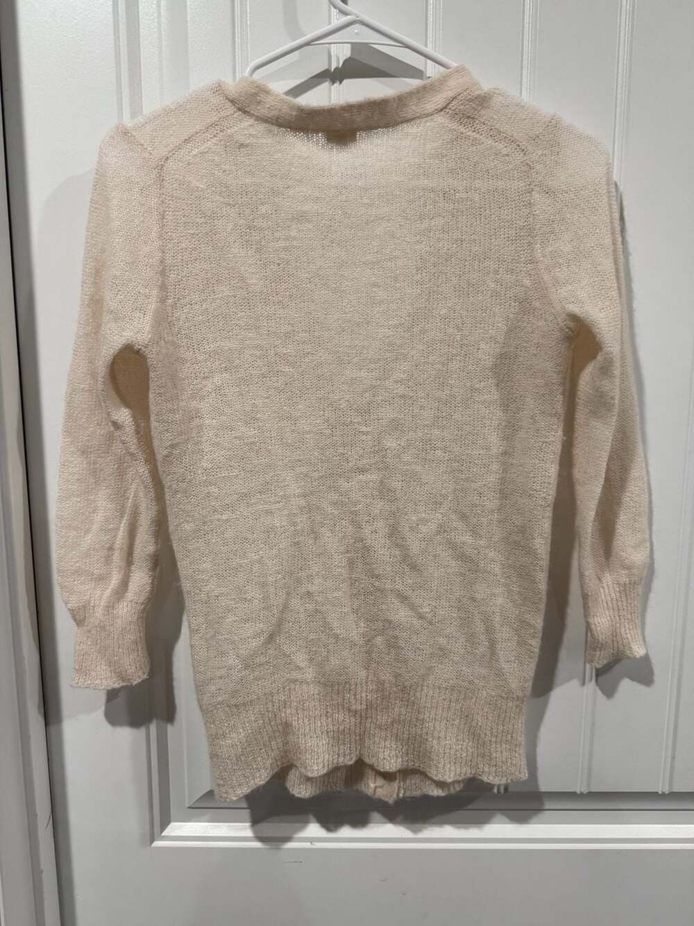 J.Crew Mohair Blend Fuzzy Cardigan Sweater Small Cream Ivory Quiet Luxury Y2K - Picture 3 of 7
